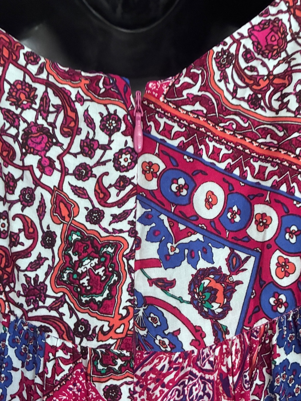 Calvin Klein Boho Patchwork Purple Blue Pink Paisley Faux Wrap Maxi Dress Sz 10 - Picture 10 of 10